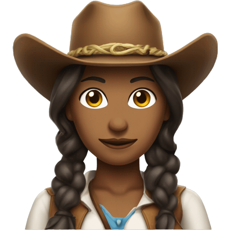 brunette bronze skin lady with a big lasso and cowboy hat emoji