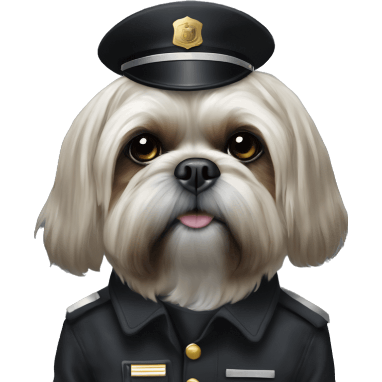 All black shih tzu in security uniform emoji