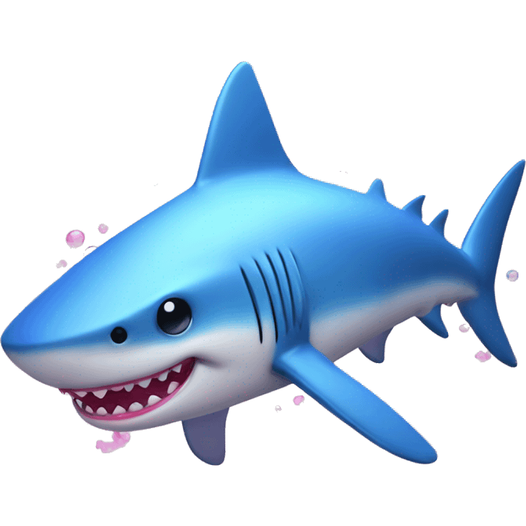 Pink and blue shark with bubbles emoji