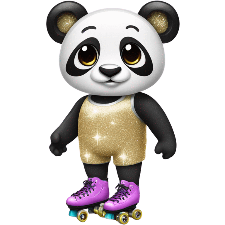 Panda wearing glitter underwear on roller skates emoji