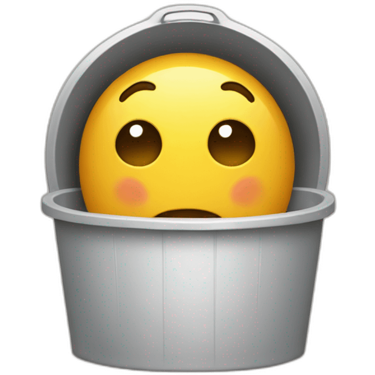 Emoji qui vomi dans une poubelle emoji