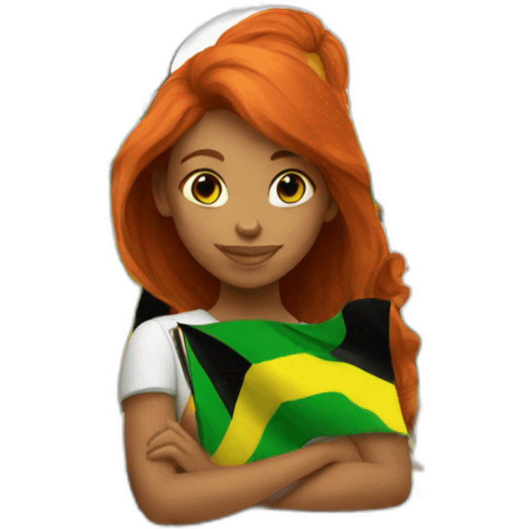 Jamaican redhead girl with a Jamaican flag emoji