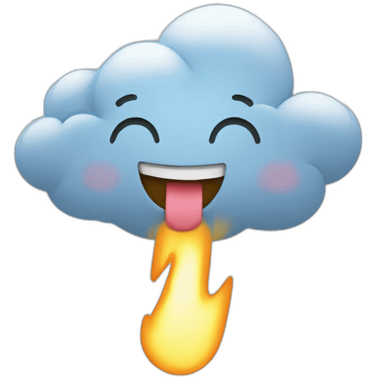 Cloud with a smile while a strike hits emoji