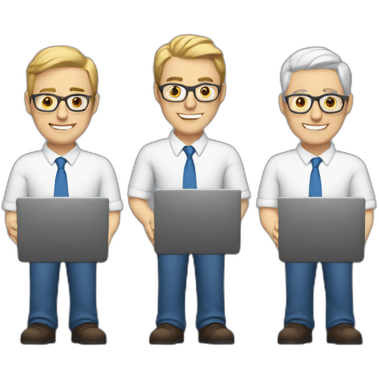 three white males with laptops emoji