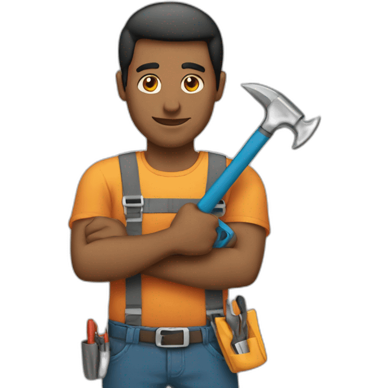 A man holds tools emoji