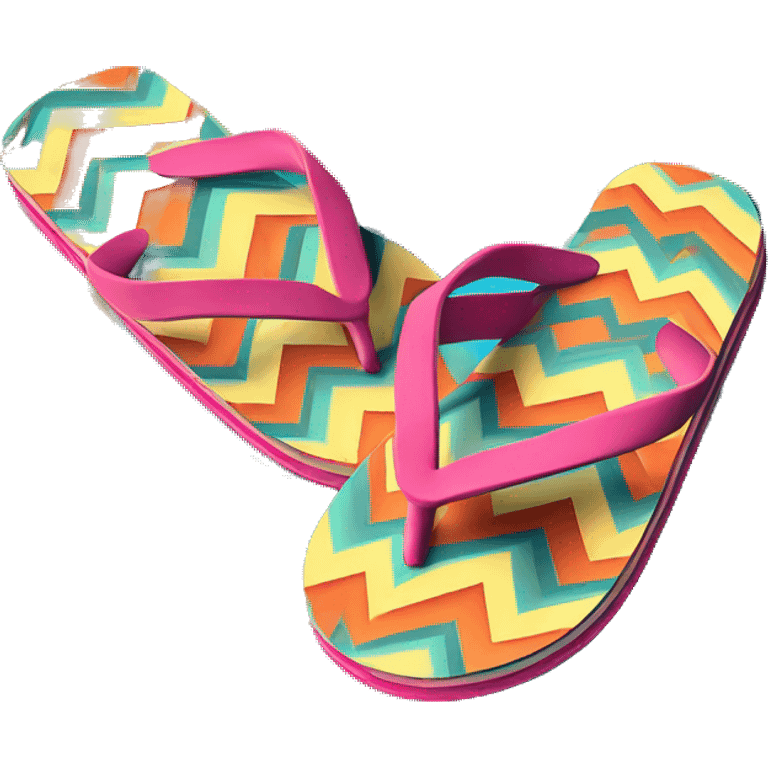 Realistic pair of chevron pattern summer flip flops isolated. emoji