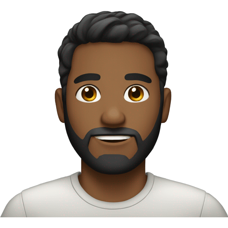 man with brown skin, short black hair and  beard emoji