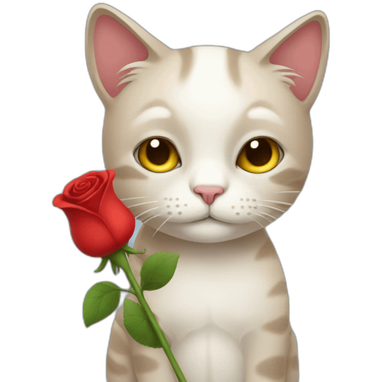 sad cat holding a rose emoji