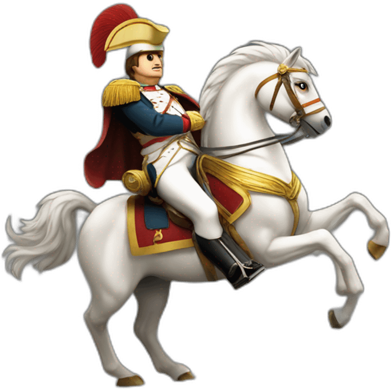 serious angry napoleon on white horse hold a golden eagle emoji