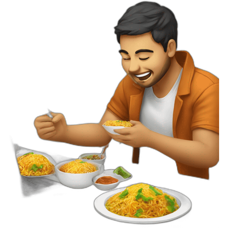 techie coding & eating biryani emoji