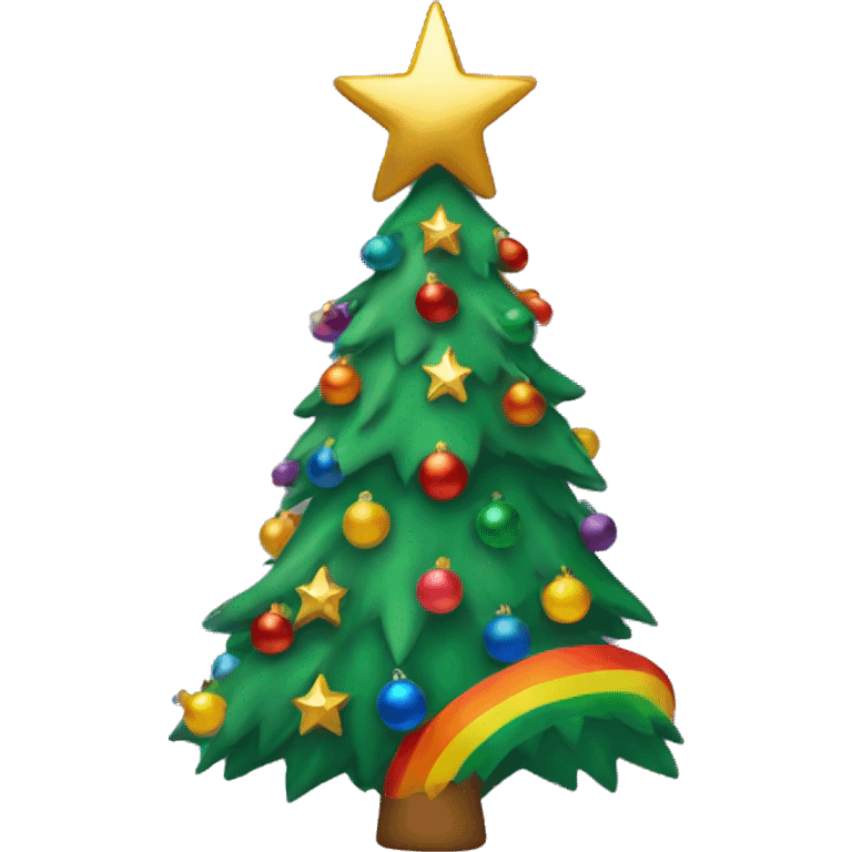 Rainbow Christmas tree with gold star emoji