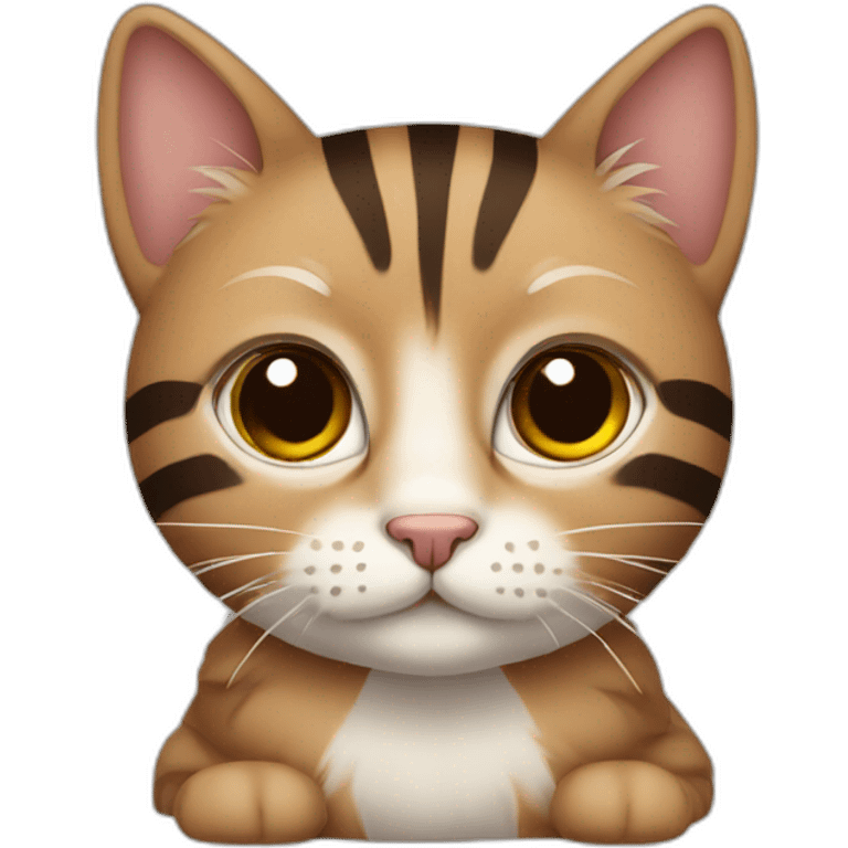 a sitting cute cat with brown stripes emoji