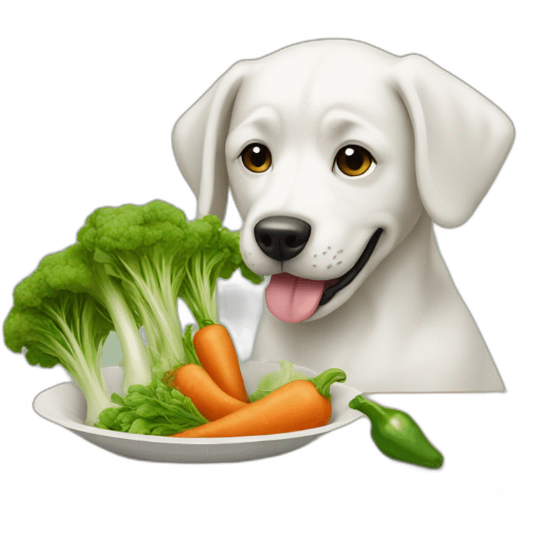 dog eating vegetables emoji