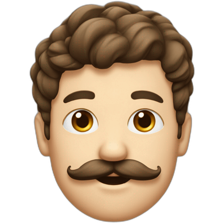 homme moustache carré, et choiffure de côté brun emoji