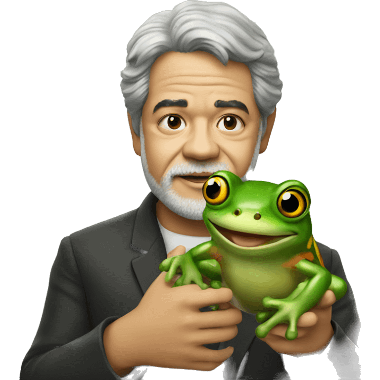 luis inacio lula da silva holding a frog emoji