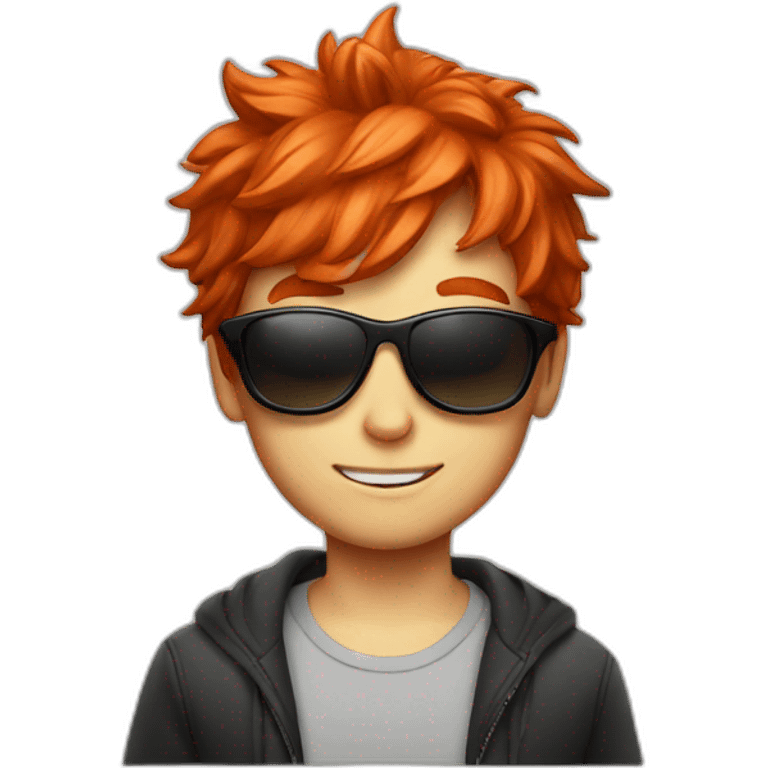 Red hair boy in sun glasses emoji