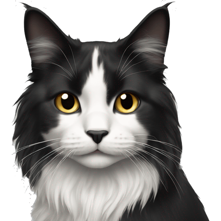 Black and white long haired cat emoji