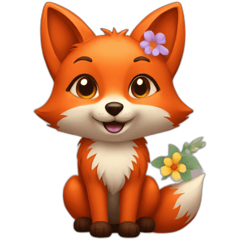 Fox with flowers  emoji