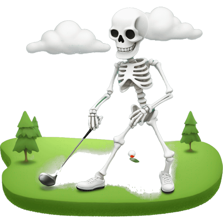 skeleton playing golf emoji