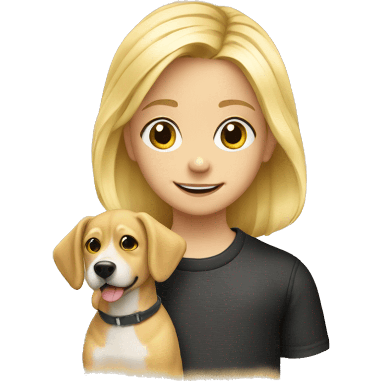 blond child wearing with a picture of dog emoji