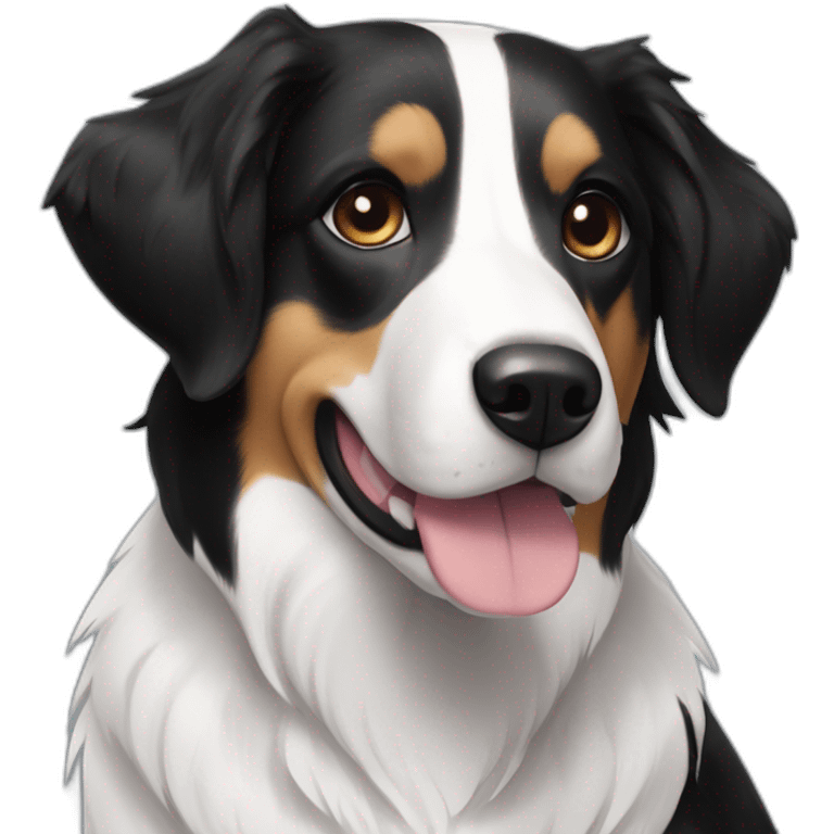 Border collie cross beagle black and white with no brown markers and has shorter hair emoji