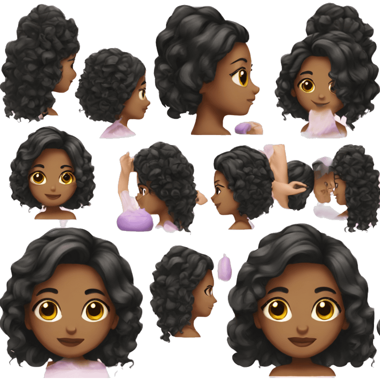 black hair girl spa emoji