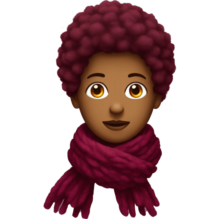 Burgundy fluffy scarf emoji