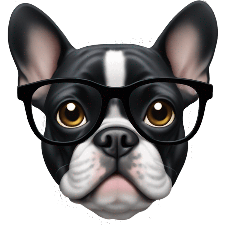 black frenchie with glasses emoji