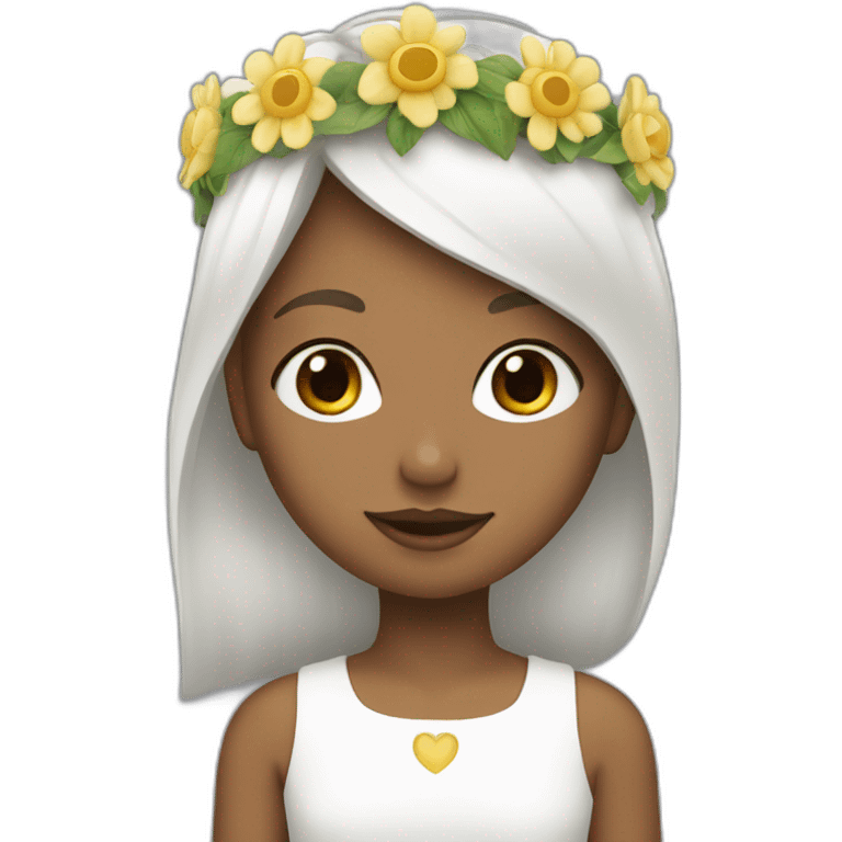 Fille blanche avec une couronne de fleur emoji