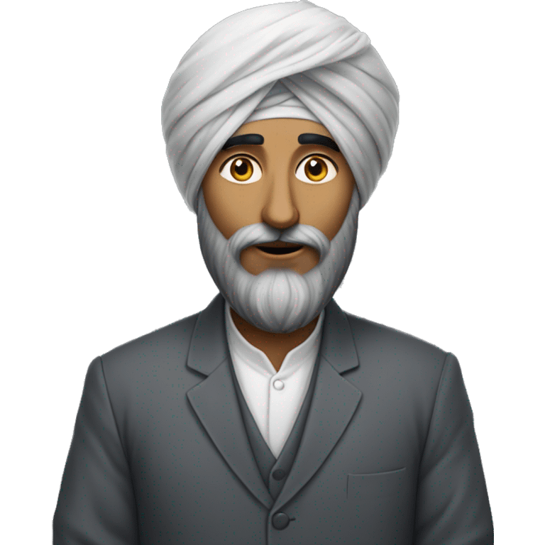 gregnant sikh man with grey ha emoji