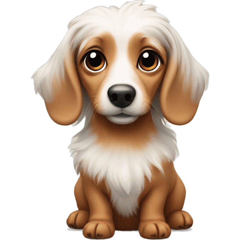 A cute  Dachshund fluffy dog  emoji