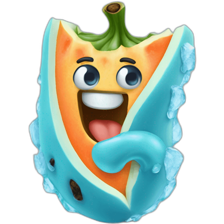 Frozen Papaya cold blue emoji