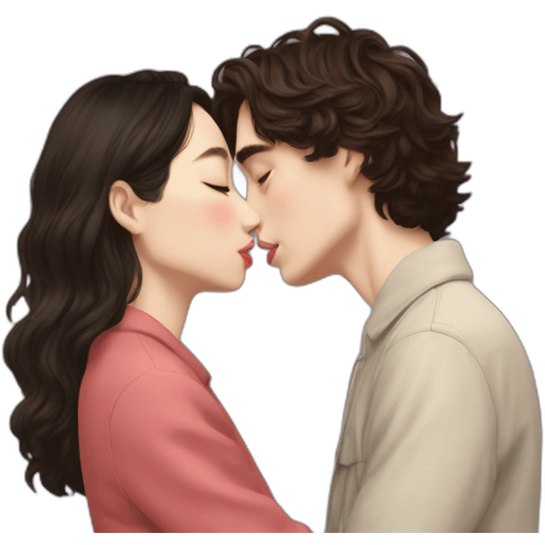 Timothy chalamet kissing a korean woman emoji