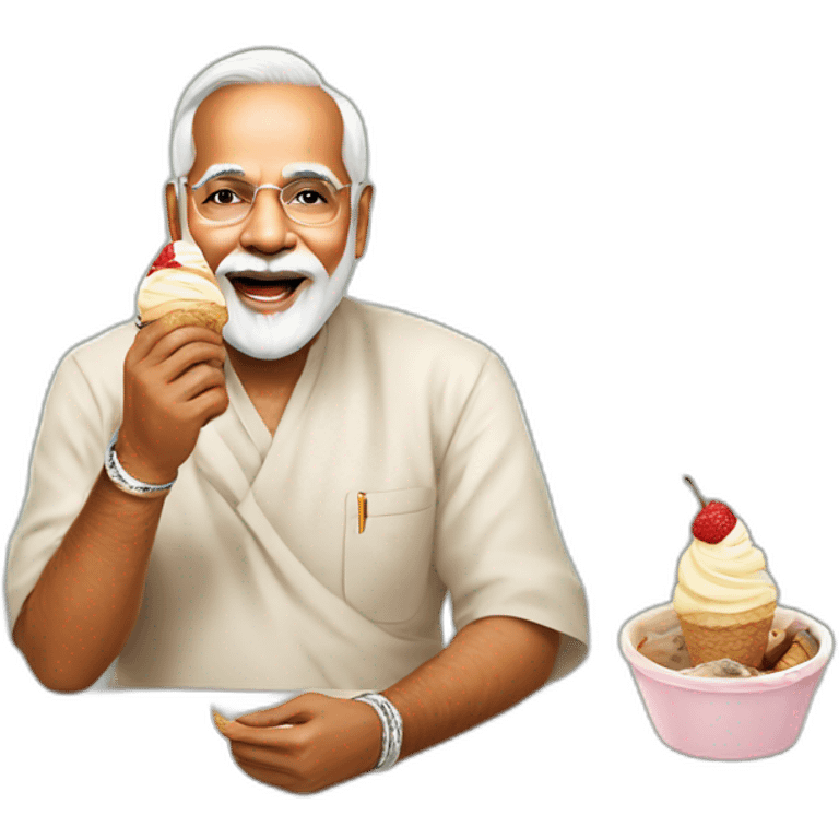 yogi ji modi ji eating ice cream emoji