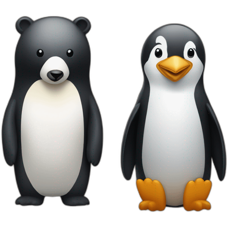 Bear and penguin together  emoji