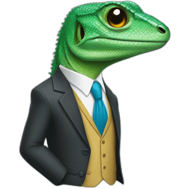 lizard wearing a suit emoji