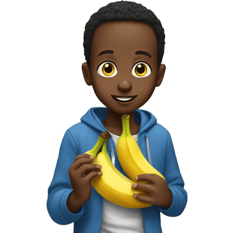 somali boy eating banana  emoji