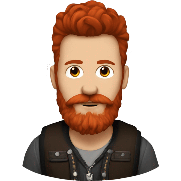 Baltic German Russian Métis Country Punk Guy, Black Auburn Hair, Close Trimmed Red Beard emoji