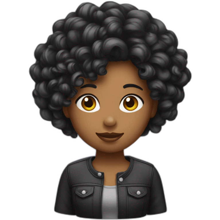 Fille cheveux noir avec nounours emoji