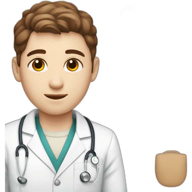 young male medical student with white skin and brown hair emoji