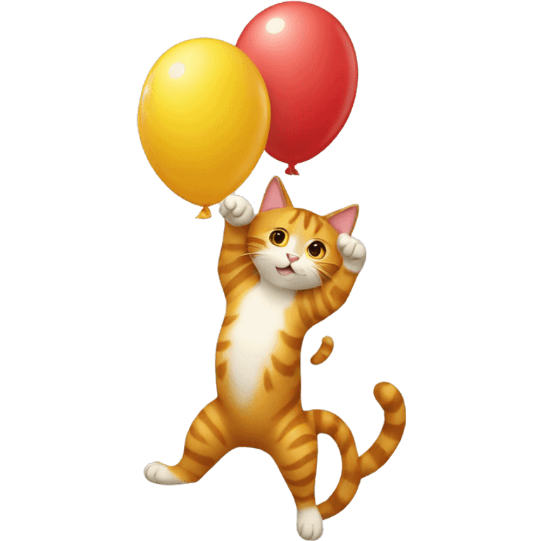 cat climbing on a balloon shaped like the number 7 emoji