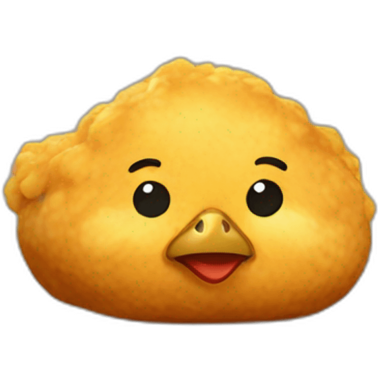 a chicken becoming a nugget emoji