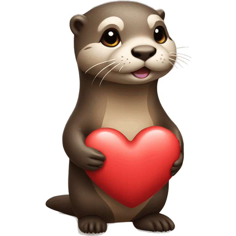 A little otter holding a heart emoji