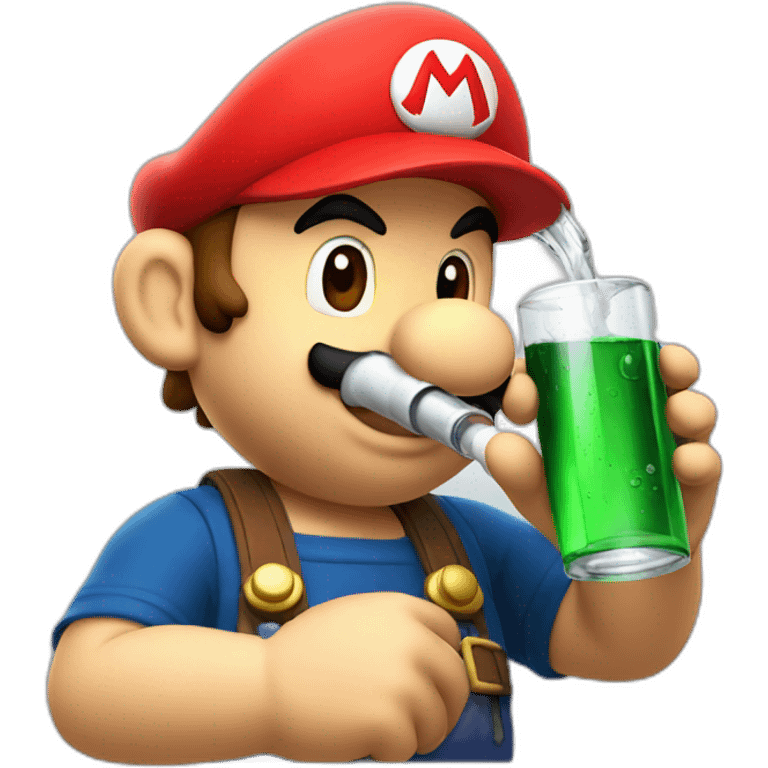 Mario plumber drinking alcohol emoji