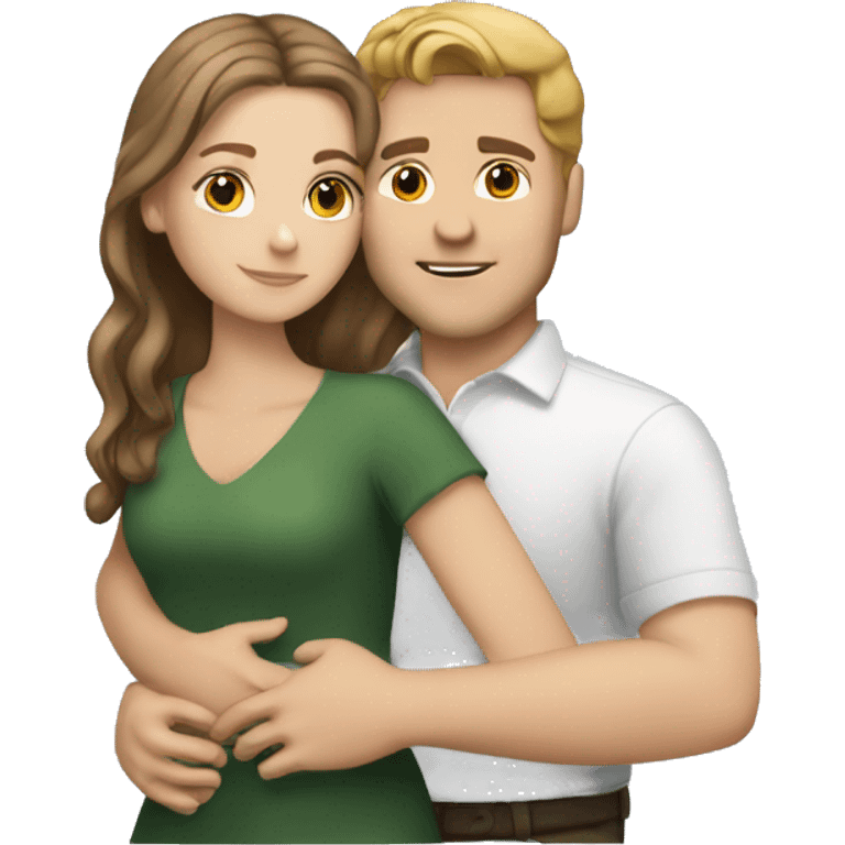 White girl with brown hair hugging white guy with dark blonde hair emoji