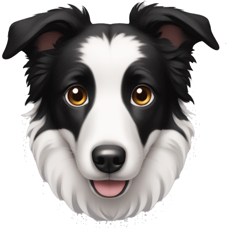 A cute Border Collie with black ears, only has black and white hair emoji