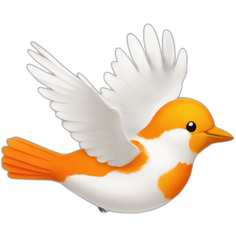 An orange and white bird flying over another orange and white bird emoji