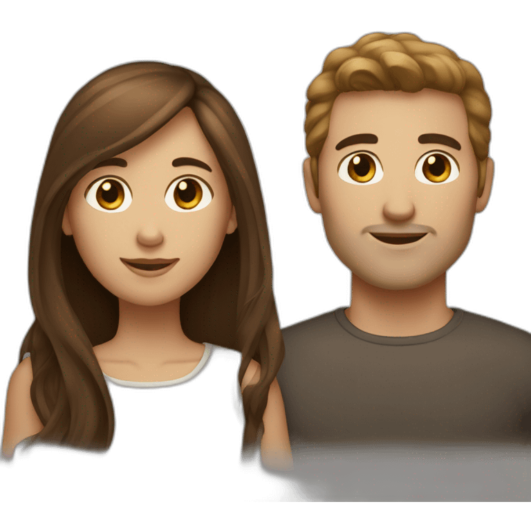 light brown hair man and dark brown long hair woman emoji