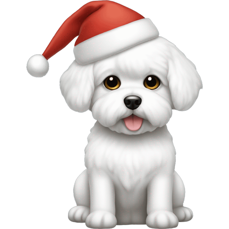 bichon dog-sitting-christmas hat emoji