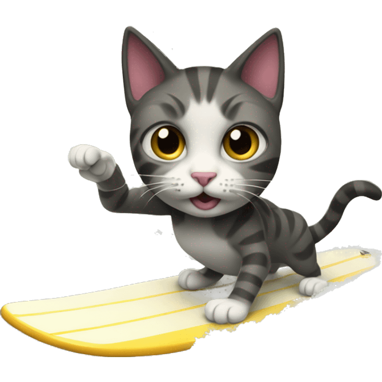 Cat surfing emoji